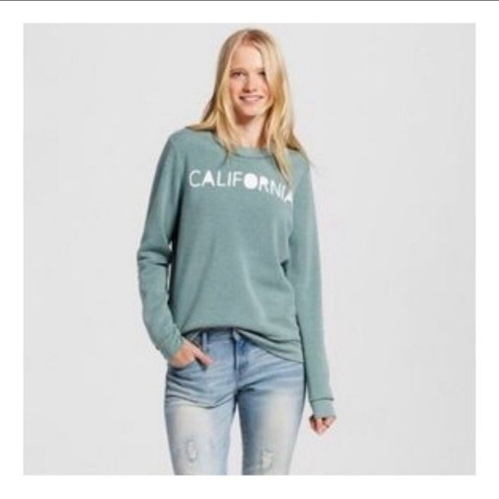 Well Worn, "California" Sweatshirt, Sage Green, S, Excellent Used Condition